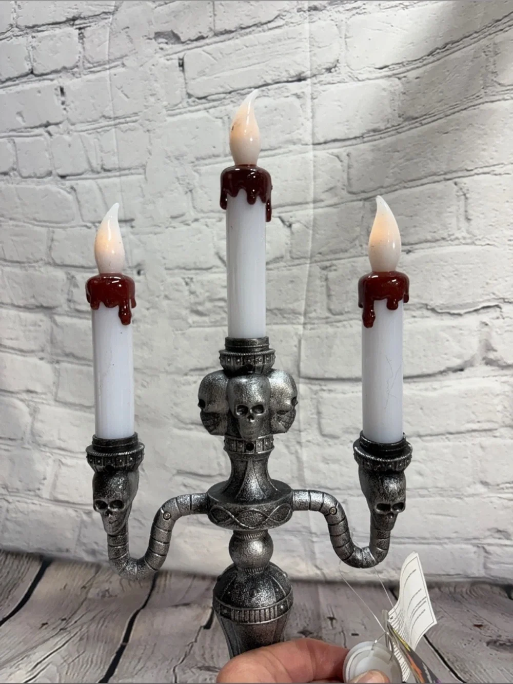 Skull and dripping blood candelabra Three-Arm Candle Holder lights up new